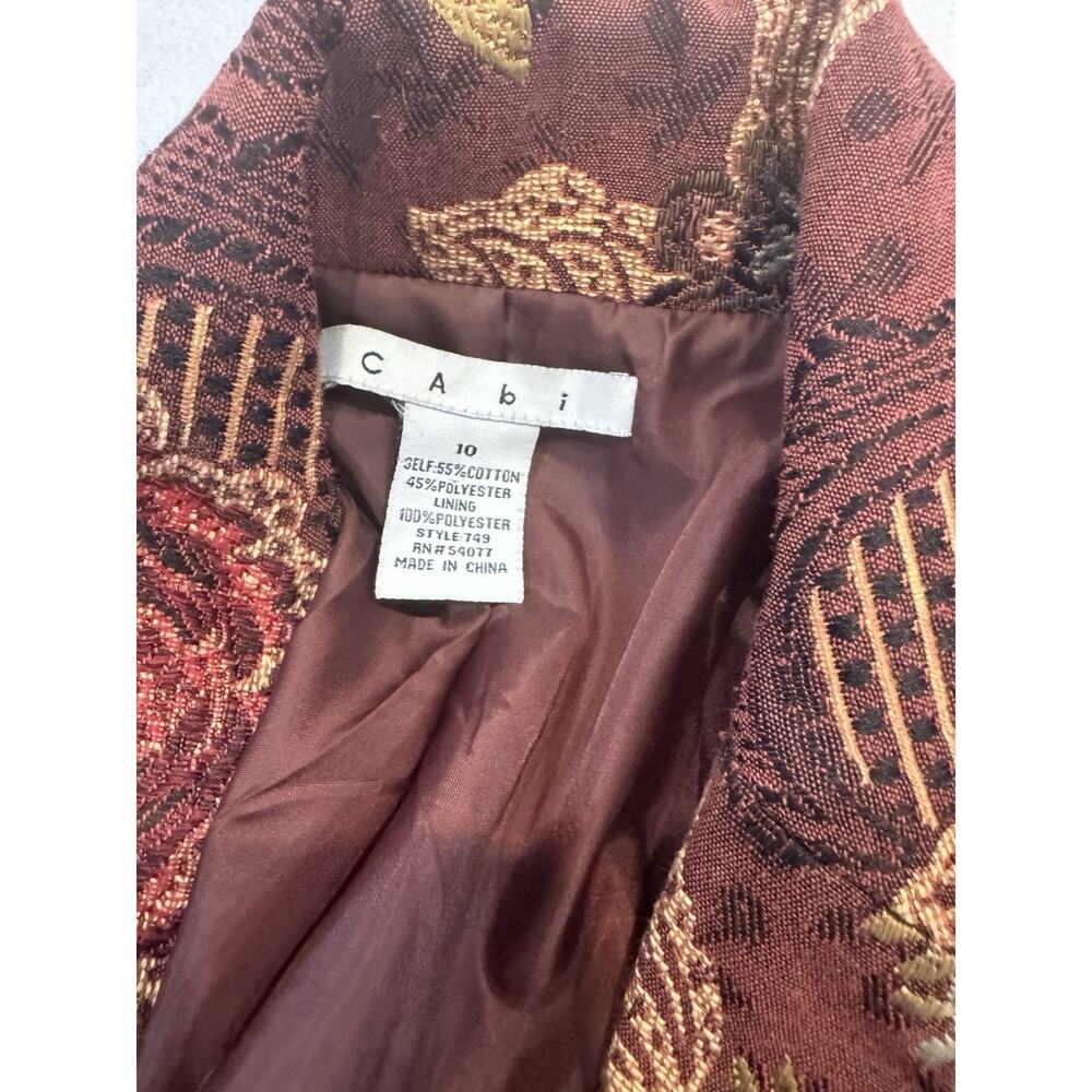 CAbi Womens 10 Floral Jacquard Long Blazer Coat Victorian Floral Elegant Wedding - Picture 14 of 14